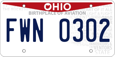 OH license plate FWN0302