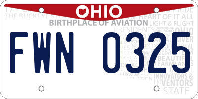OH license plate FWN0325
