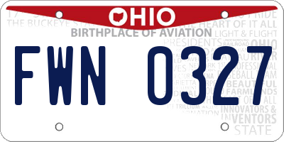 OH license plate FWN0327
