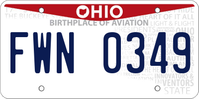 OH license plate FWN0349