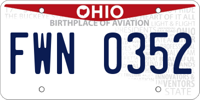 OH license plate FWN0352