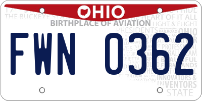 OH license plate FWN0362