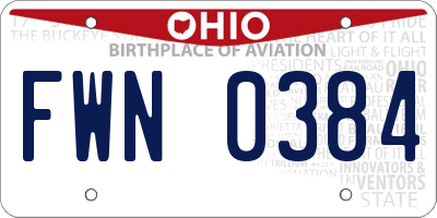 OH license plate FWN0384
