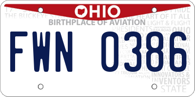 OH license plate FWN0386