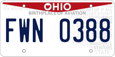 OH license plate FWN0388