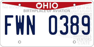 OH license plate FWN0389