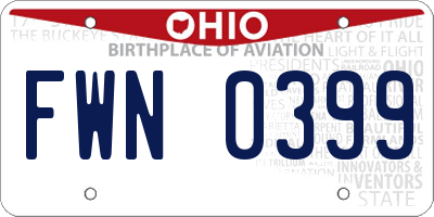 OH license plate FWN0399