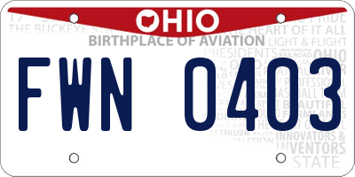 OH license plate FWN0403