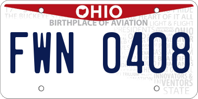 OH license plate FWN0408