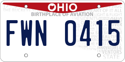 OH license plate FWN0415