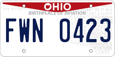 OH license plate FWN0423