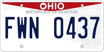 OH license plate FWN0437