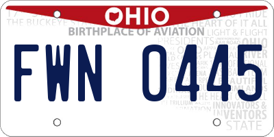OH license plate FWN0445