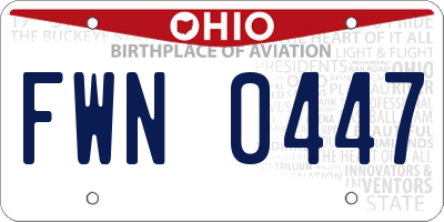 OH license plate FWN0447