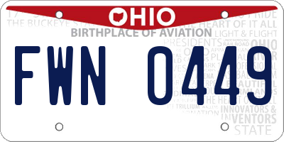 OH license plate FWN0449