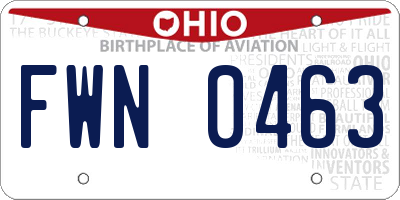 OH license plate FWN0463
