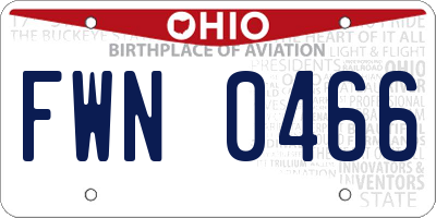 OH license plate FWN0466