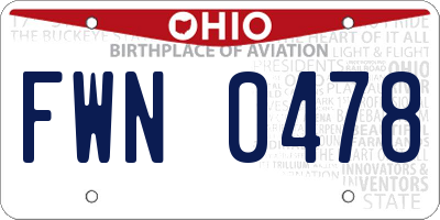OH license plate FWN0478