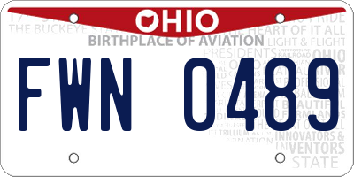 OH license plate FWN0489