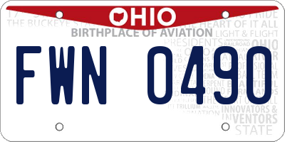 OH license plate FWN0490