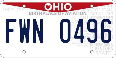OH license plate FWN0496