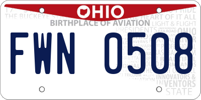 OH license plate FWN0508