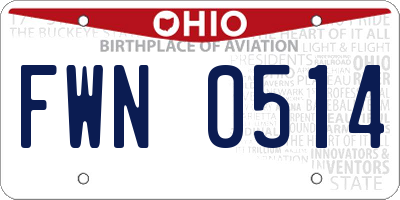 OH license plate FWN0514