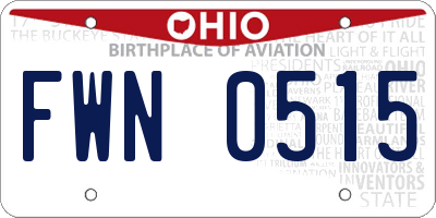 OH license plate FWN0515