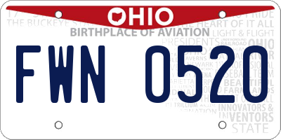 OH license plate FWN0520