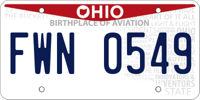 OH license plate FWN0549