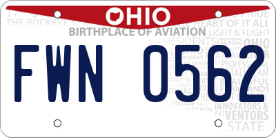 OH license plate FWN0562
