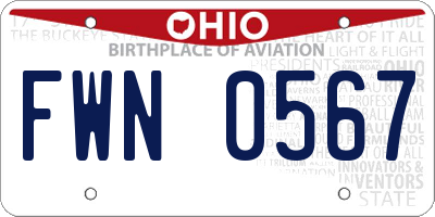 OH license plate FWN0567