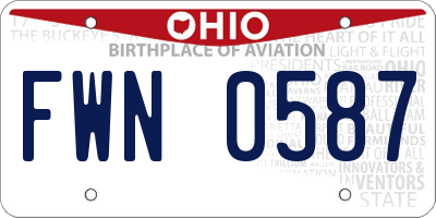 OH license plate FWN0587