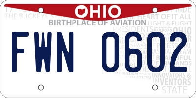 OH license plate FWN0602