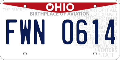 OH license plate FWN0614