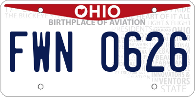 OH license plate FWN0626