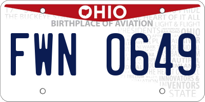 OH license plate FWN0649