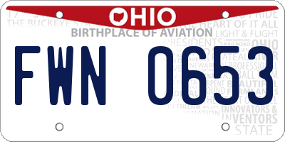 OH license plate FWN0653