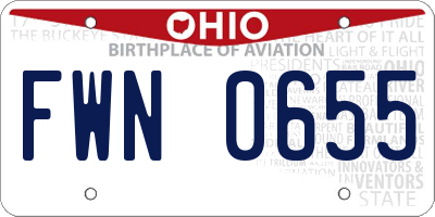 OH license plate FWN0655