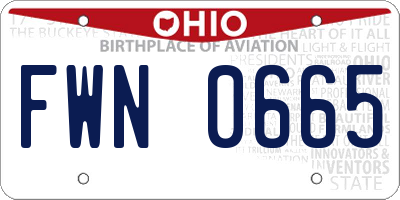OH license plate FWN0665