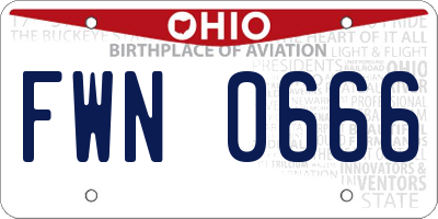 OH license plate FWN0666