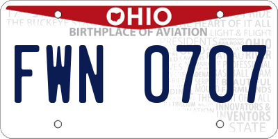 OH license plate FWN0707