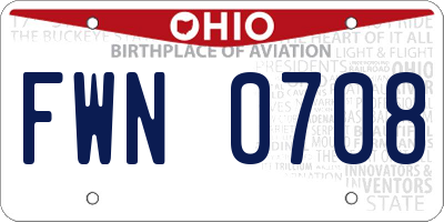 OH license plate FWN0708