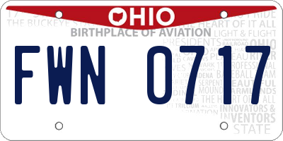 OH license plate FWN0717