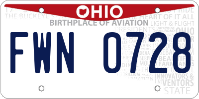 OH license plate FWN0728