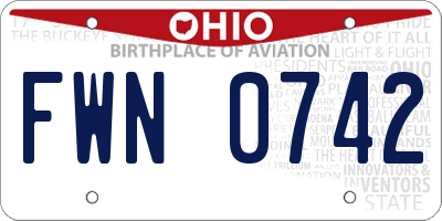 OH license plate FWN0742