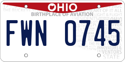 OH license plate FWN0745
