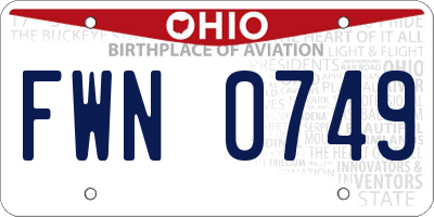 OH license plate FWN0749