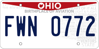 OH license plate FWN0772