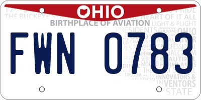 OH license plate FWN0783
